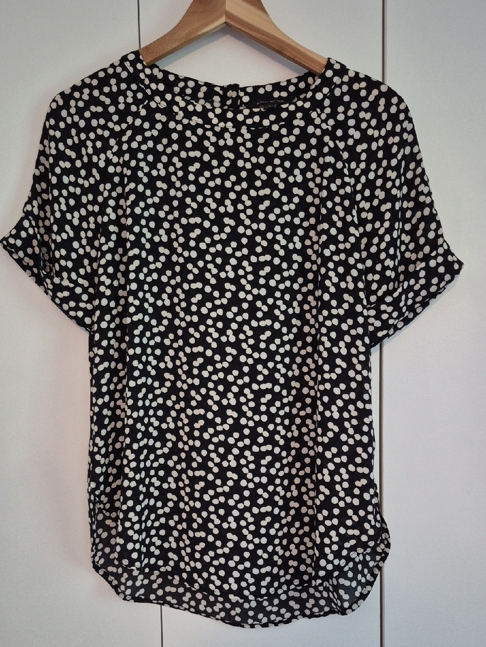 Banana Republic Black Top with White Dot Print